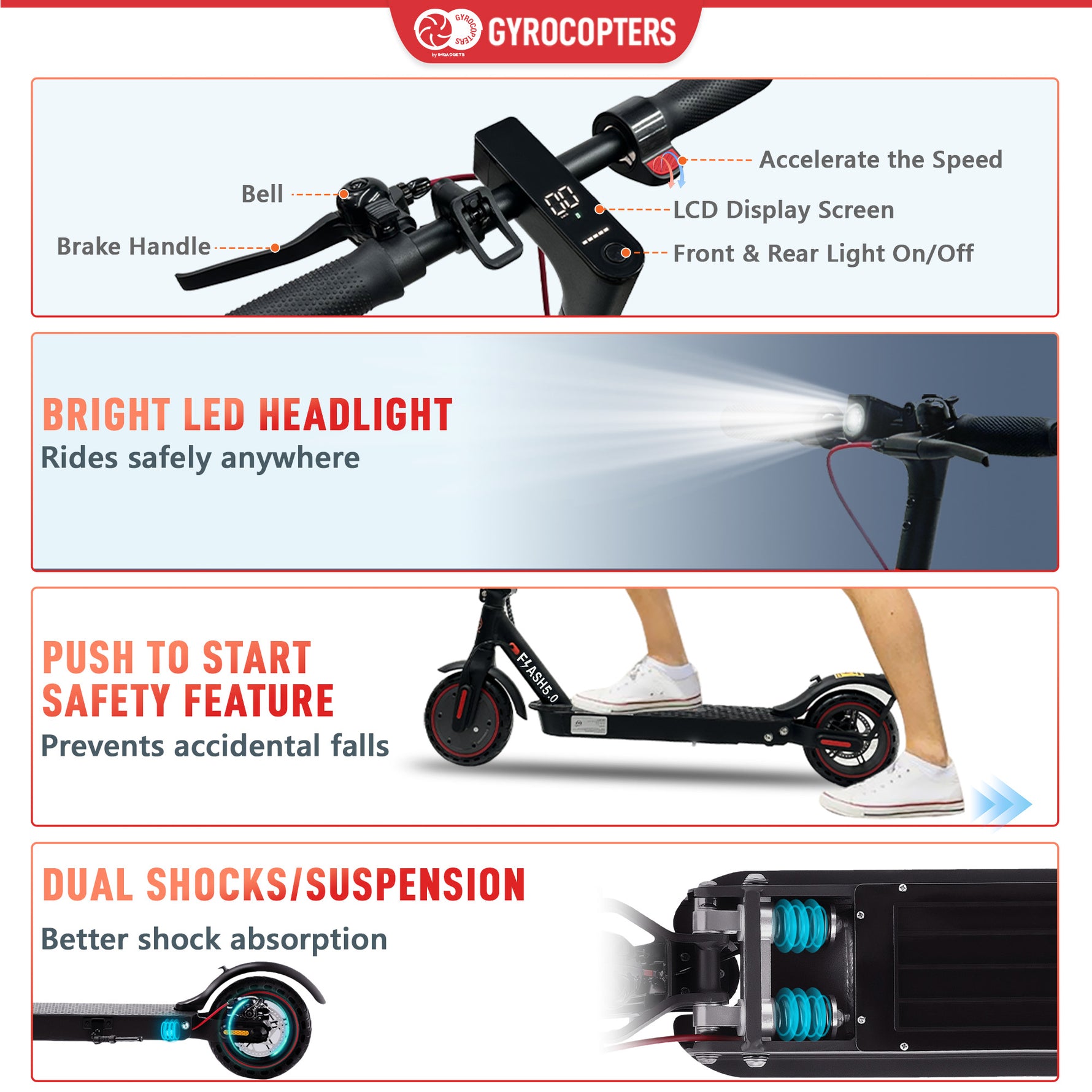 Gyrocopters Flash 5.0 Limited Edition Electric Scooter - 30 km Range