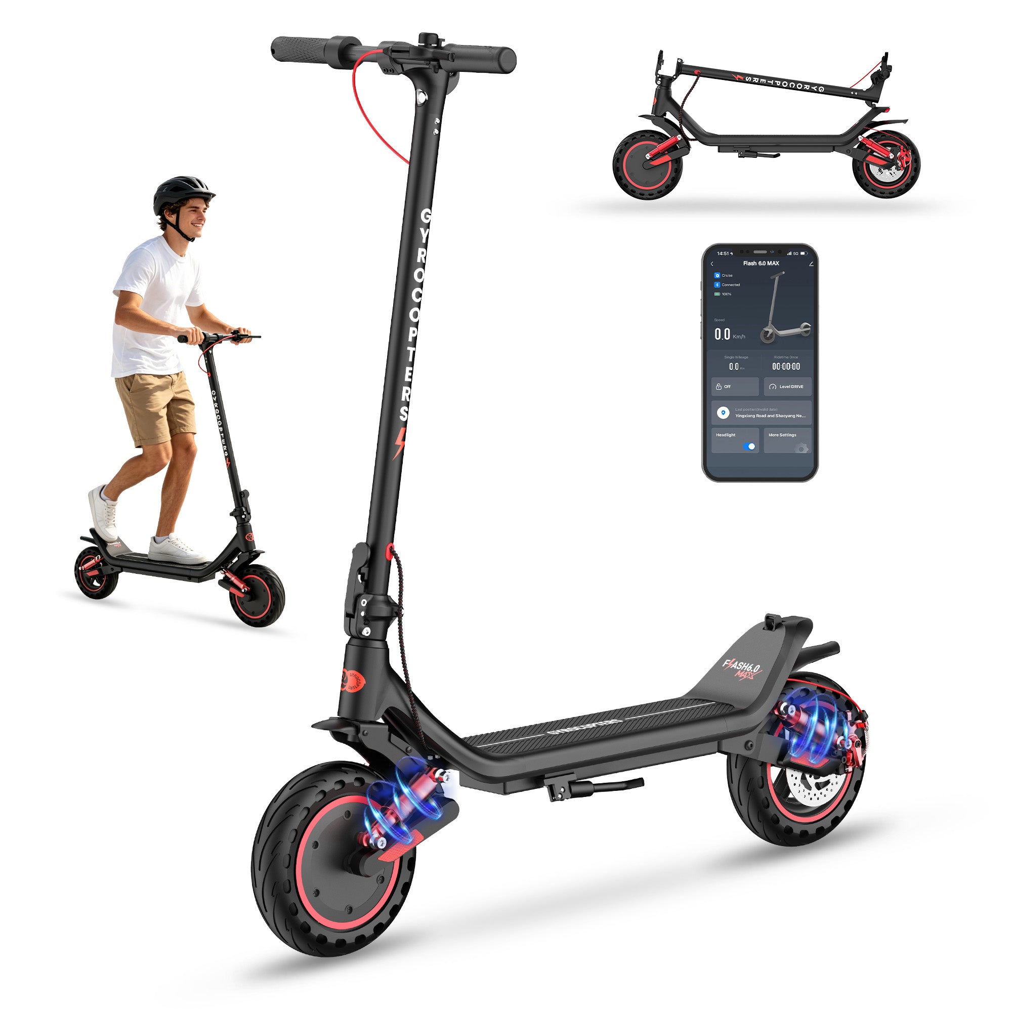 Gyrocopters Flash 6.0 MAX Electric Scooter - 40 km Range, 32 Km/h Speed
