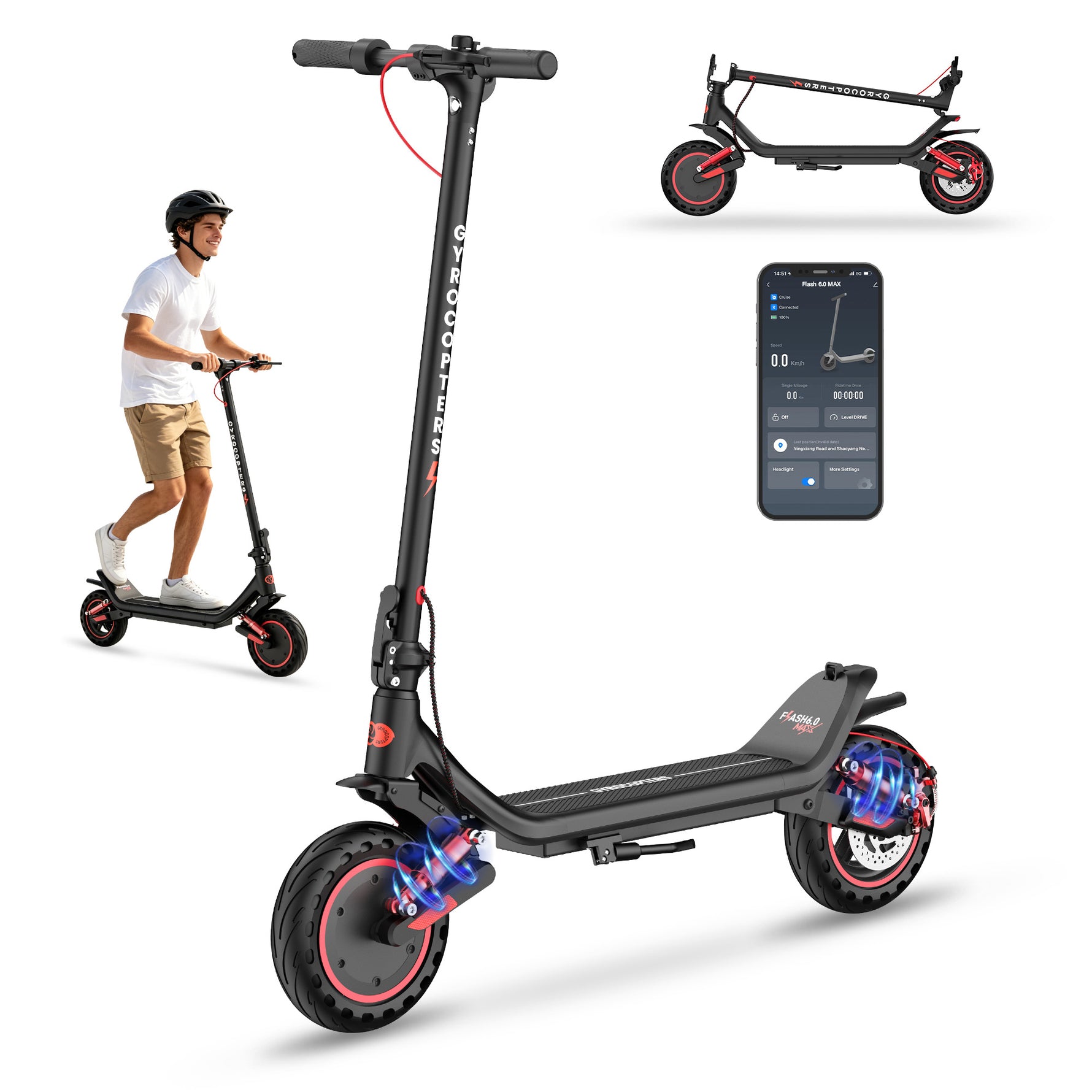 Gyrocopters Flash 6.0 MAX Electric Scooter - 40 km Range, 32 Km/h Speed