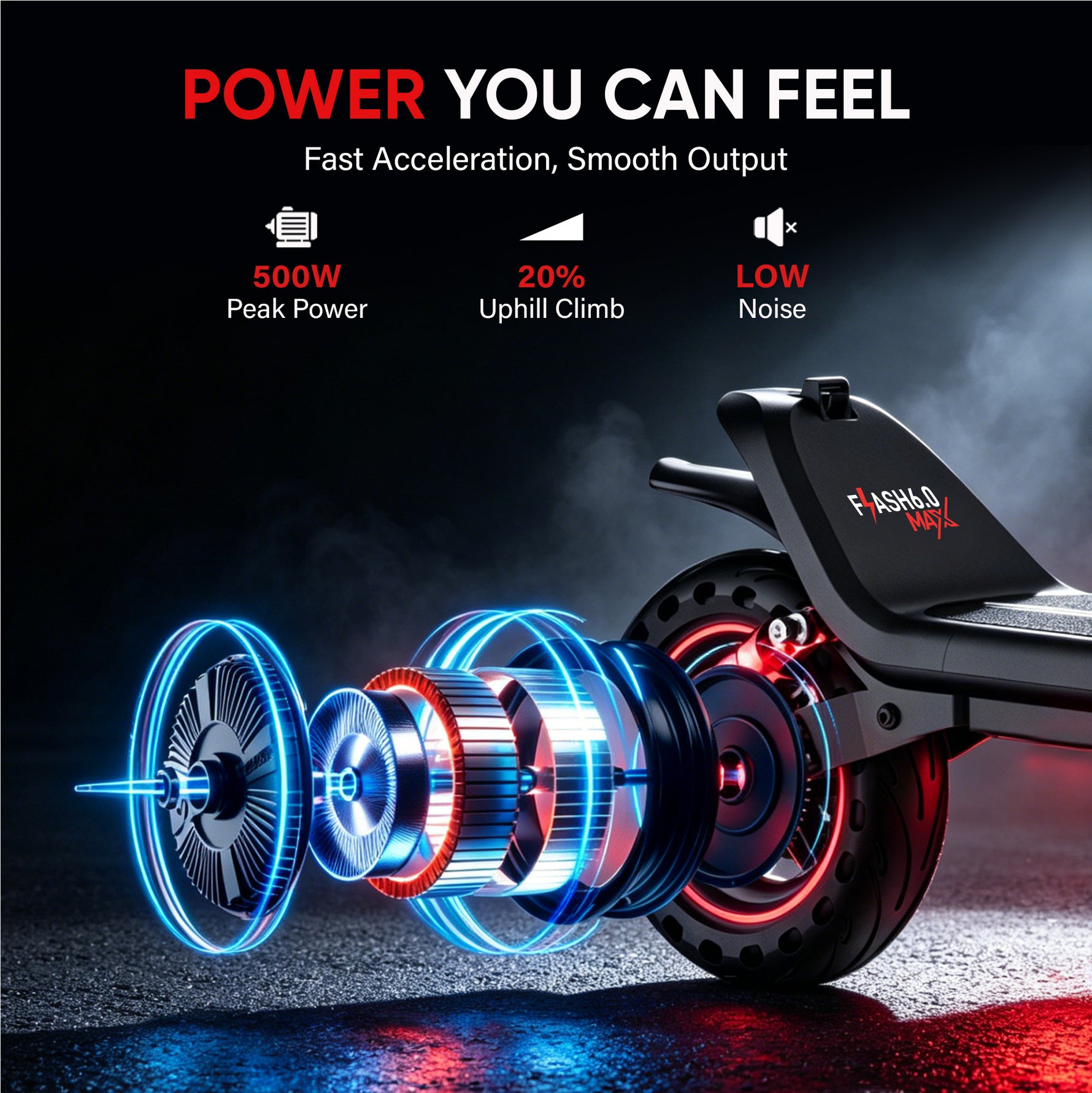 Gyrocopters Flash 6.0 MAX Electric Scooter - 40 km Range, 32 Km/h Speed
