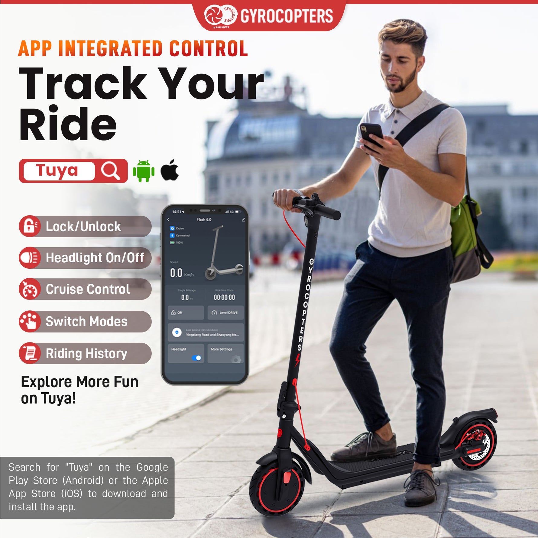 Gyrocopters Flash 6.0 Electric Scooter - 30 km/h Range