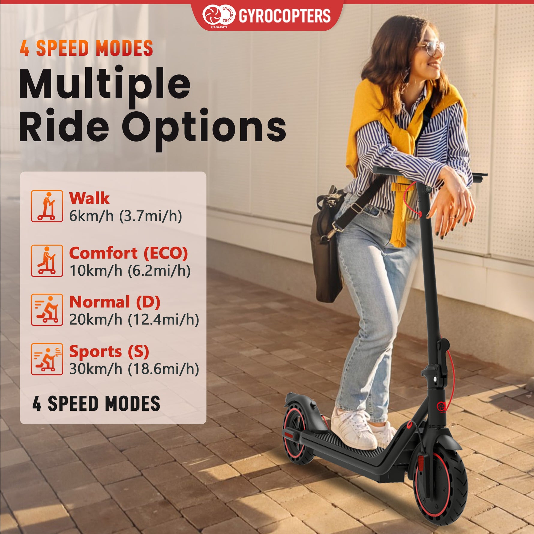 Gyrocopters Flash 6.0 Electric Scooter - 30 km/h Range