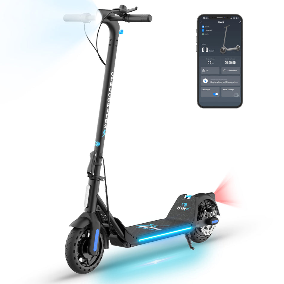 (Pre-order) Gyrocopters FlashX Electric Scooter | Powerful Rear Wheel Drive with 32 km/h Speed  | 32 km Range | UL2272 Approved | Smart App Control | Foldable & Light-weight | Puncture-Proof Tires | Cruise Control