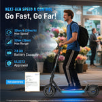 Trottinette électrique Gyrocopters FlashX | Propulsion arrière puissante, vitesse maximale de 32 km/h | Autonomie de 32 km | Homologuée UL2272 | Contrôle via application intelligente | Pliable et légère | Pneus increvables | Régulateur de vitesse 