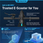 Trottinette électrique Gyrocopters FlashX | Propulsion arrière puissante, vitesse maximale de 32 km/h | Autonomie de 32 km | Homologuée UL2272 | Contrôle via application intelligente | Pliable et légère | Pneus increvables | Régulateur de vitesse 