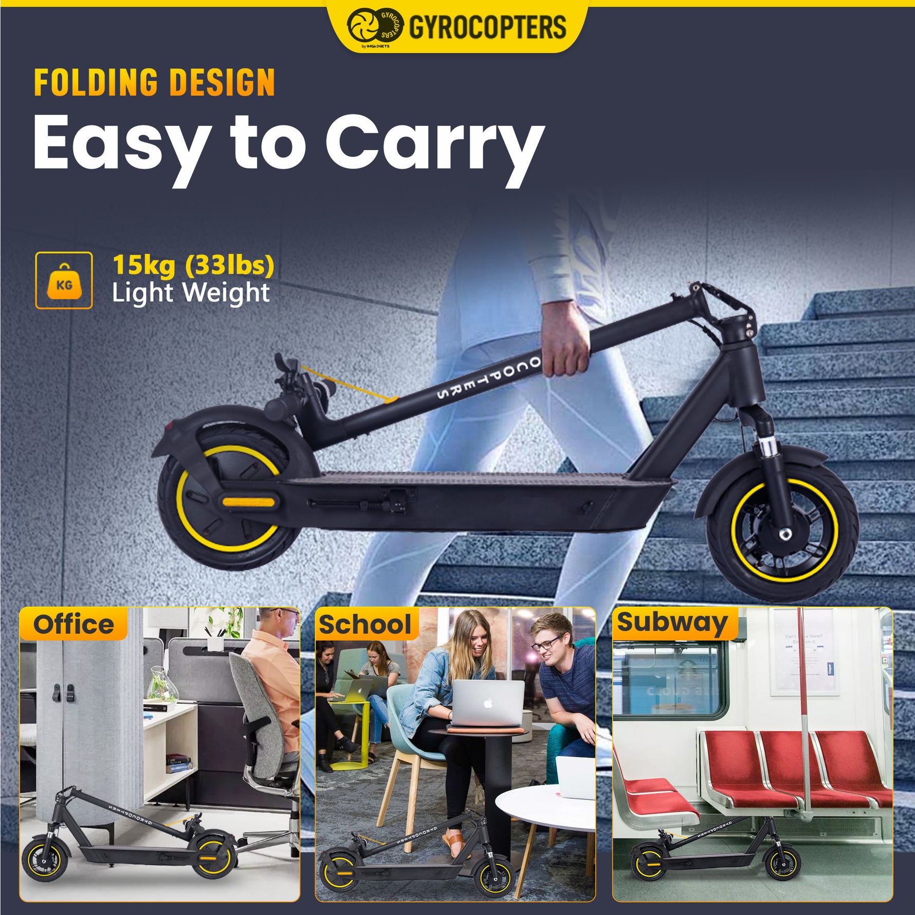 Re-certified Gyrocopters Flash Pro Max Scooter for adults l Range up to 40 Kms| Speed 30kms| 500W Motor l App integrated Smart Electric Scooter