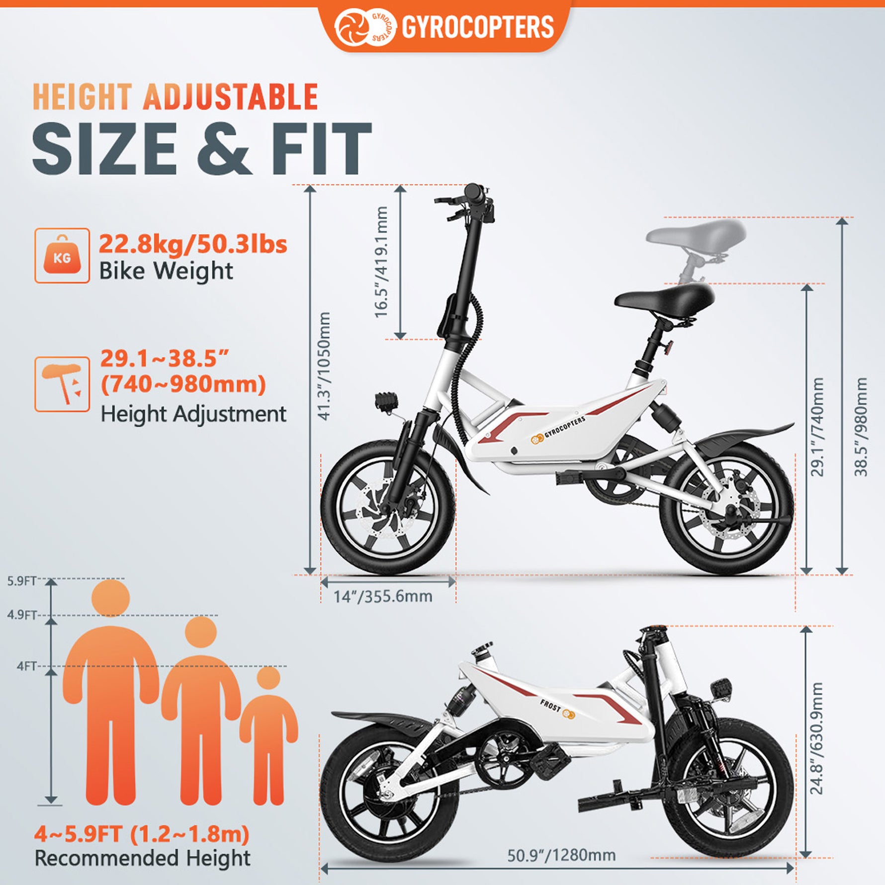 Re-Certified Gyrocopters Frost City Electric Bike - 60 km Range