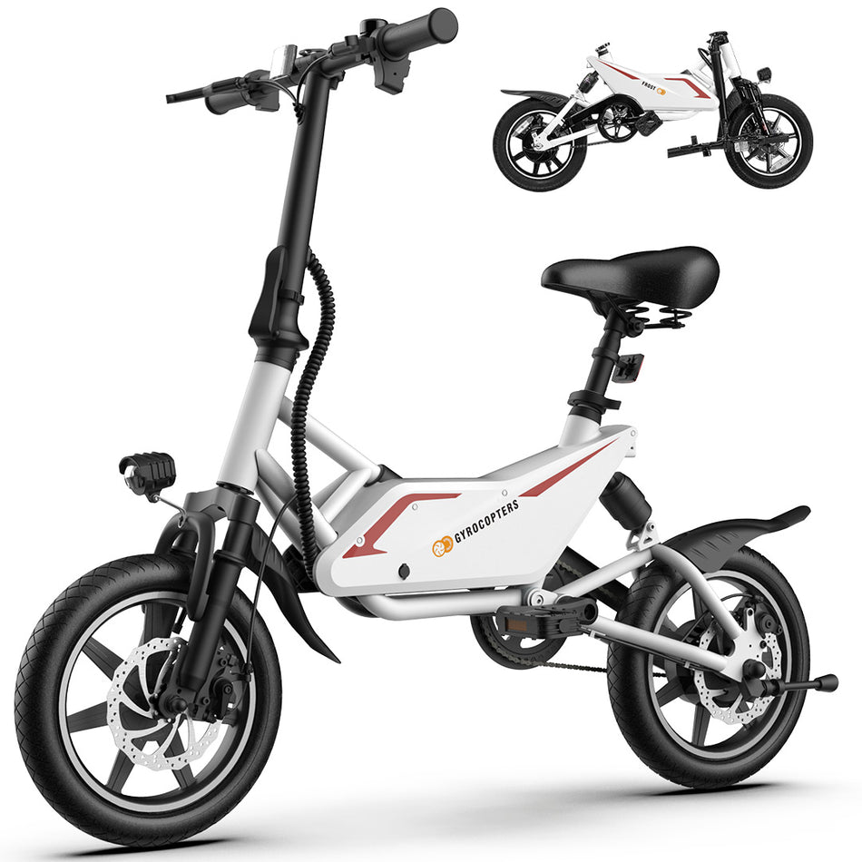 Gyrocopters Frost Electric City Bike | 350 W Motor | 14-inch Tires | Speed up to 25kmh |PAS Range up to 60km | Dual Shocks | Folding Compact ebike
