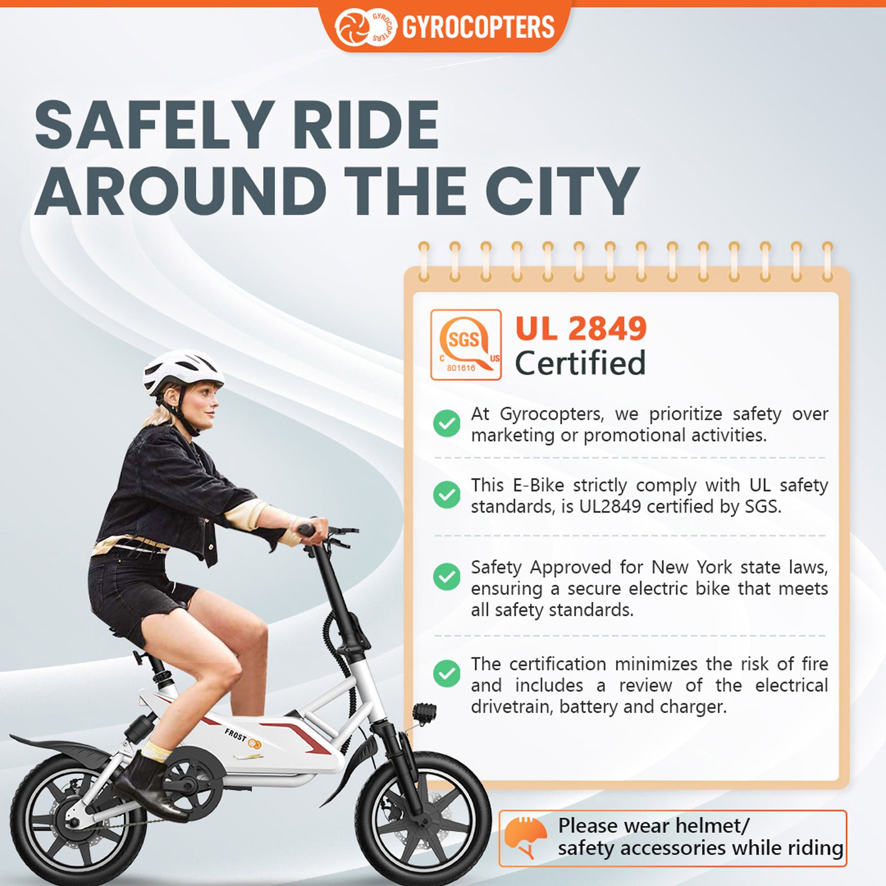 Re-Certified Gyrocopters Frost City Electric Bike - 60 km Range