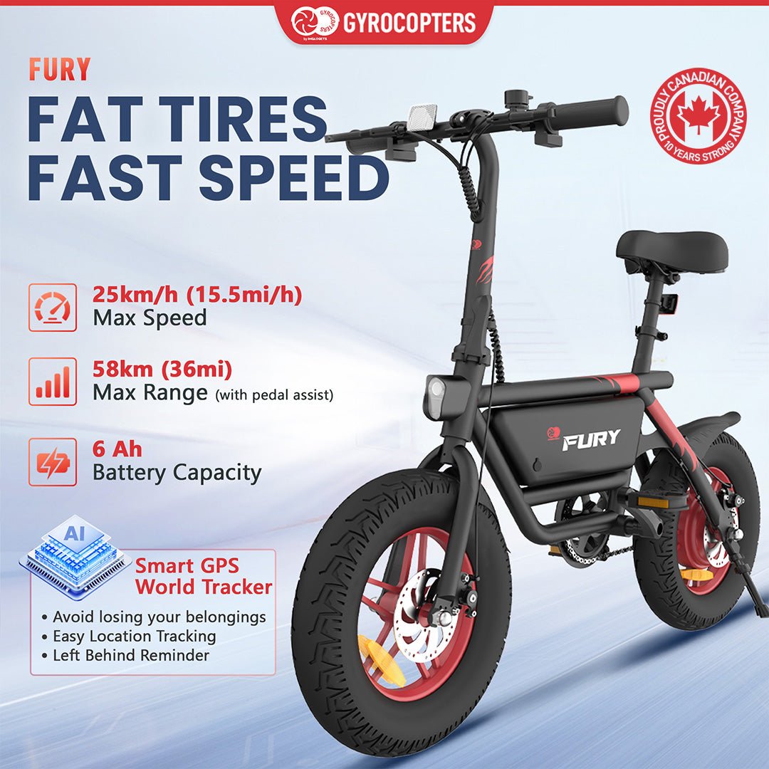 Gyrocopters Fury Electric Bike - All-Terrain Fat Tires