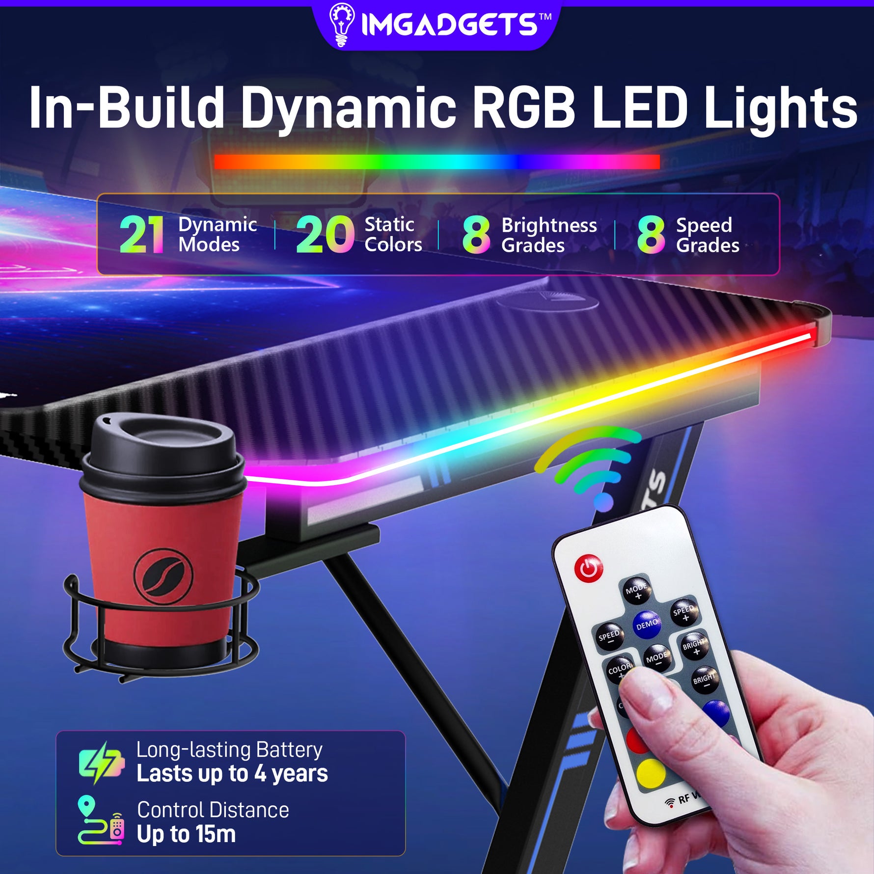 IMHome Z-Shaped 47" LED Gaming Desk