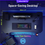 Bureau gaming en forme de Z IMGadgets | Surface en fibre de carbone 119 x 61 cm | Charge maximale 80 kg | Porte-gobelet | Crochet pour casque | Gestion des câbles | Expérience gaming ultime 