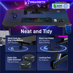 Bureau gaming en forme de Z IMGadgets | Surface en fibre de carbone 119 x 61 cm | Charge maximale 80 kg | Porte-gobelet | Crochet pour casque | Gestion des câbles | Expérience gaming ultime 