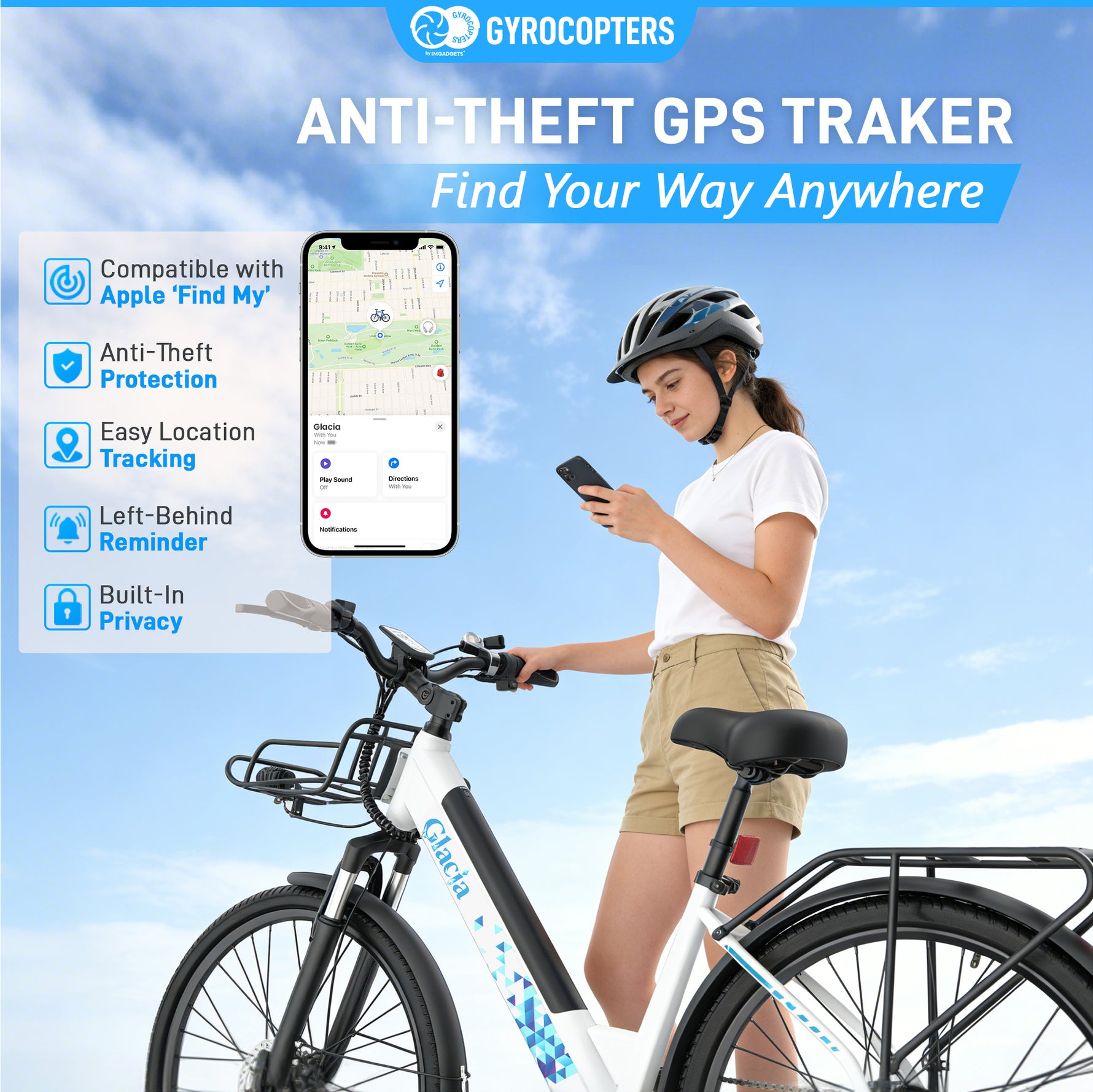 Gyrocopters Glacia E-Bike - 93 km PAS Range, 650W Peak Power