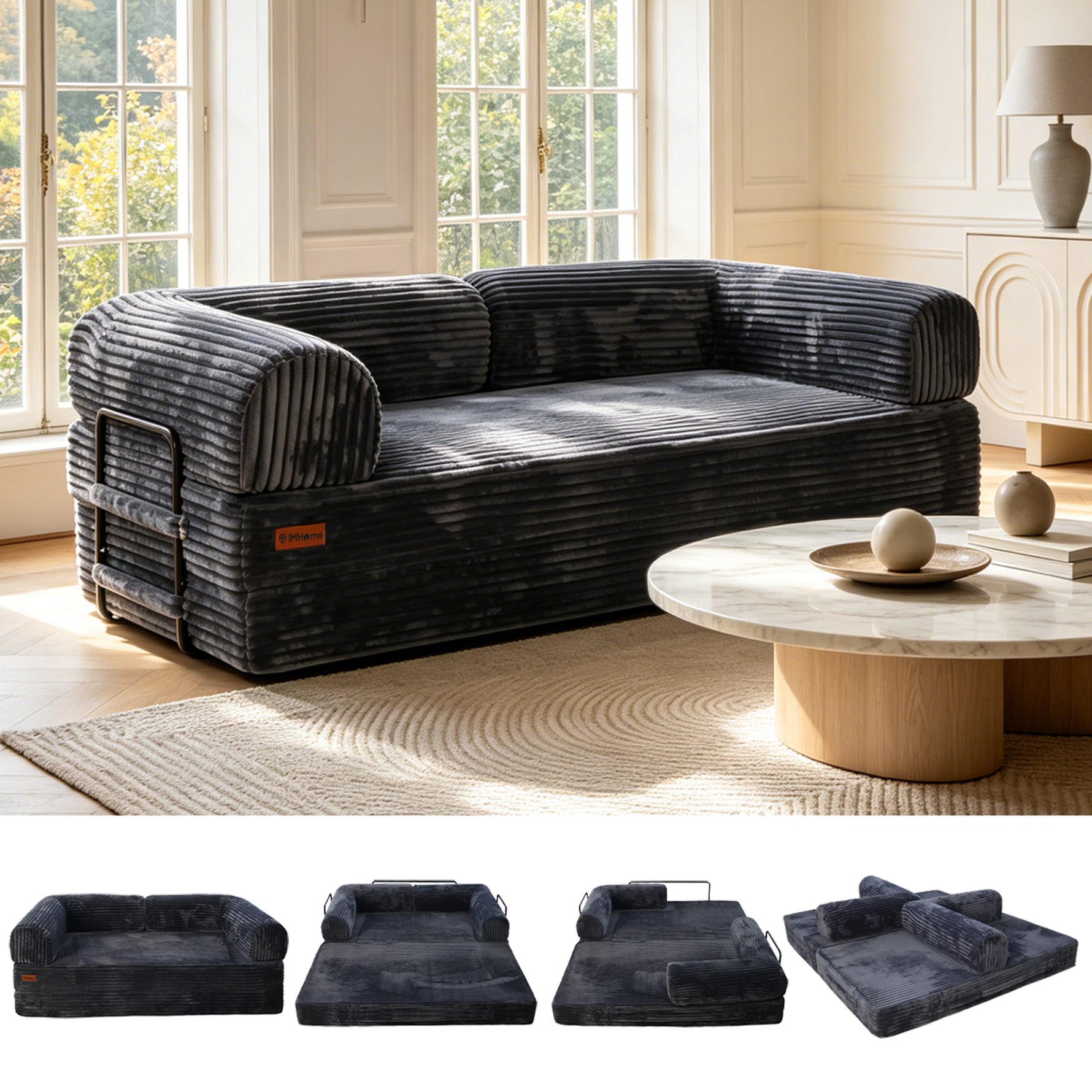 IMHome Convertible Sofa Bed - 4-in-1 Modular Design with High-Density Foam