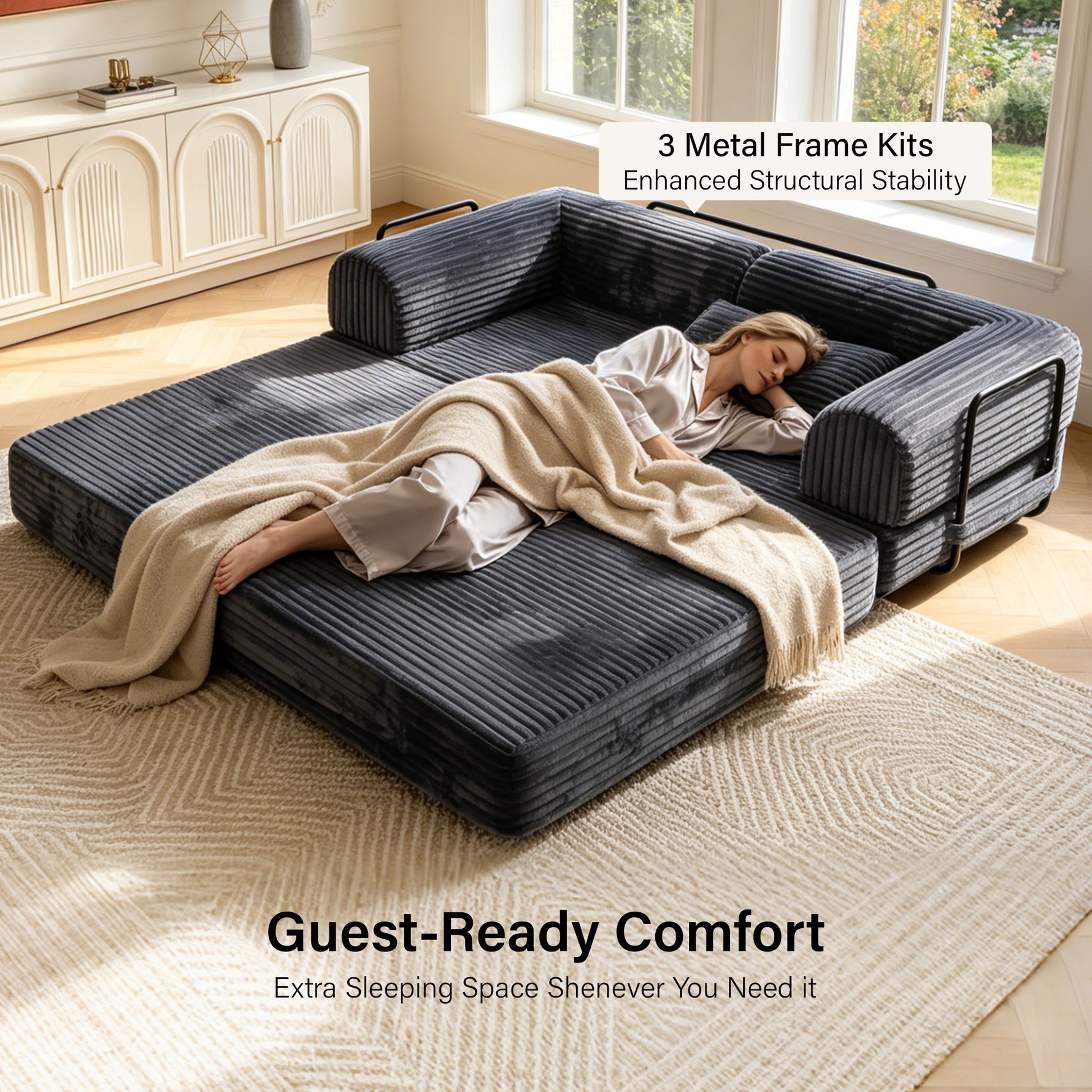 IMHome Convertible Sofa Bed - 4-in-1 Modular Design with High-Density Foam