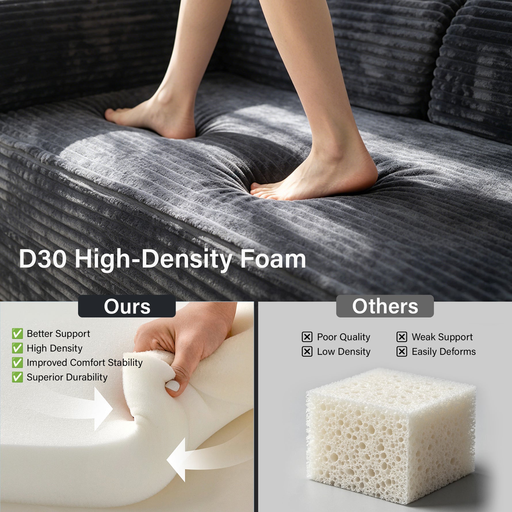 IMHome Convertible Sofa Bed - 4-in-1 Modular Design with High-Density Foam