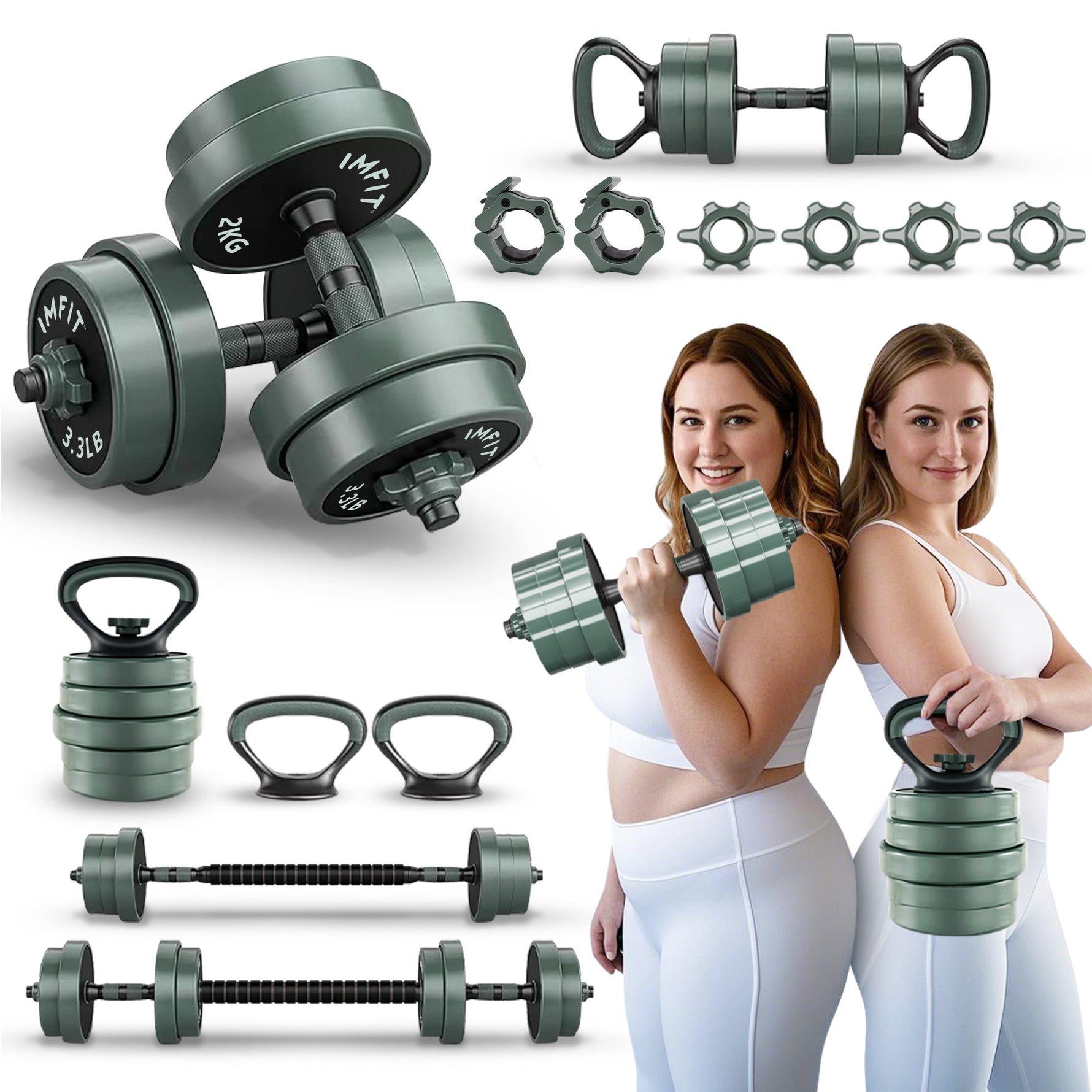 IMFIT AIO Adjustable Dumbbells - 5-in-1 Strength Training Set