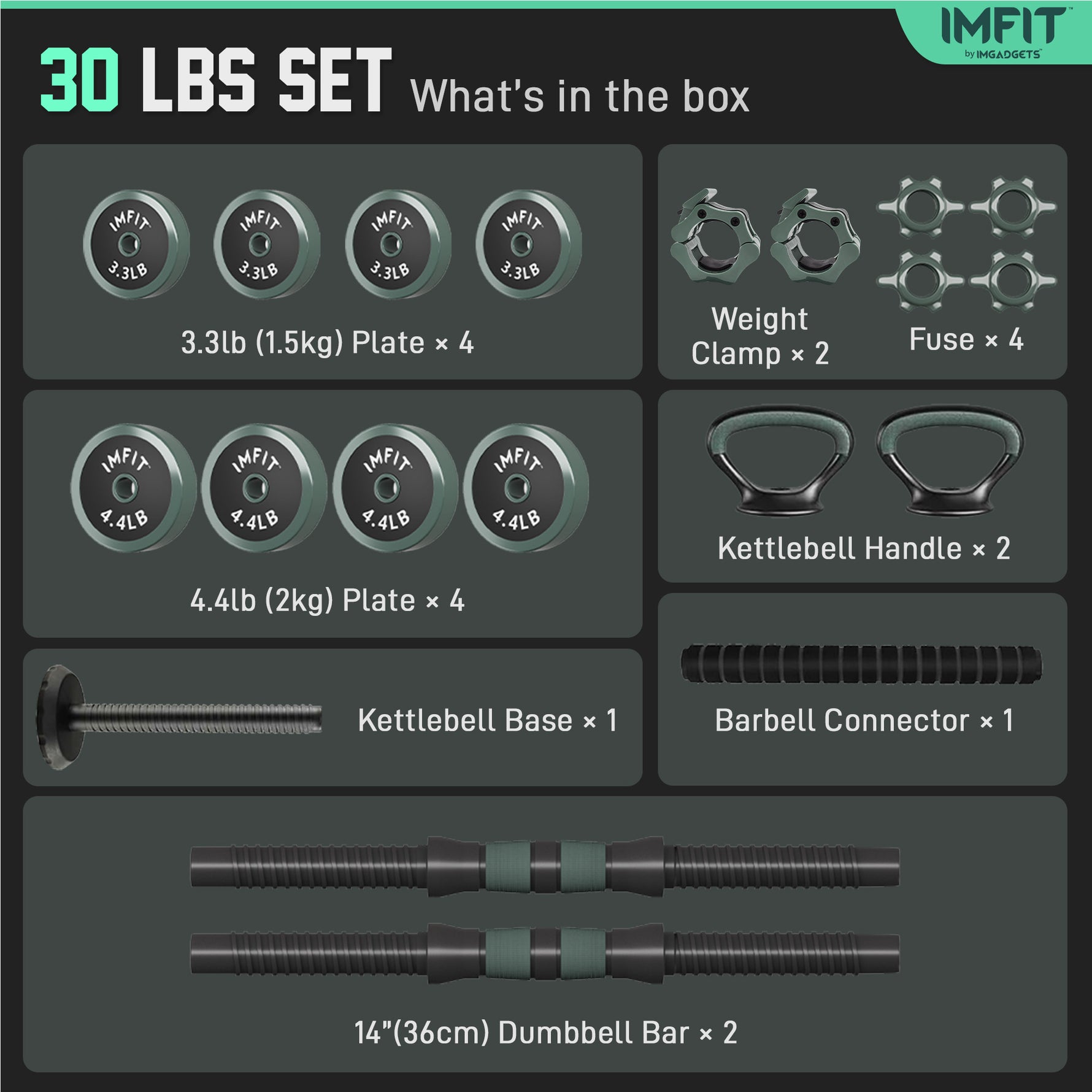 IMFIT AIO Adjustable Dumbbells - 5-in-1 Strength Training Set