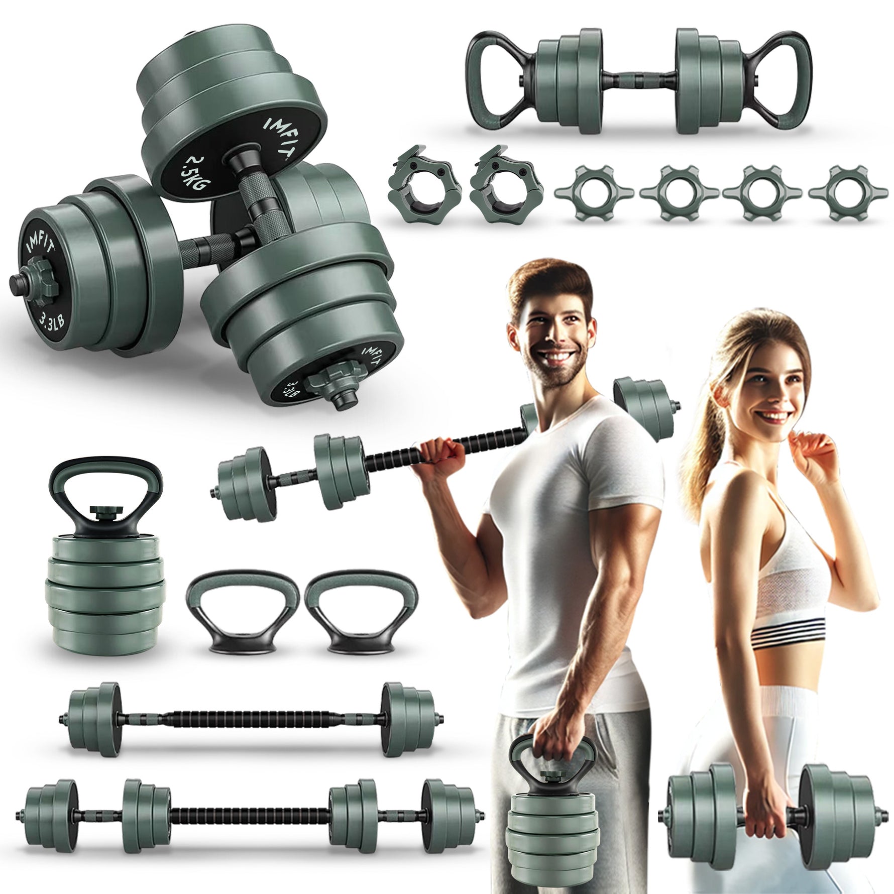 IMFIT AIO Adjustable Dumbbells - 5-in-1 Strength Training Set