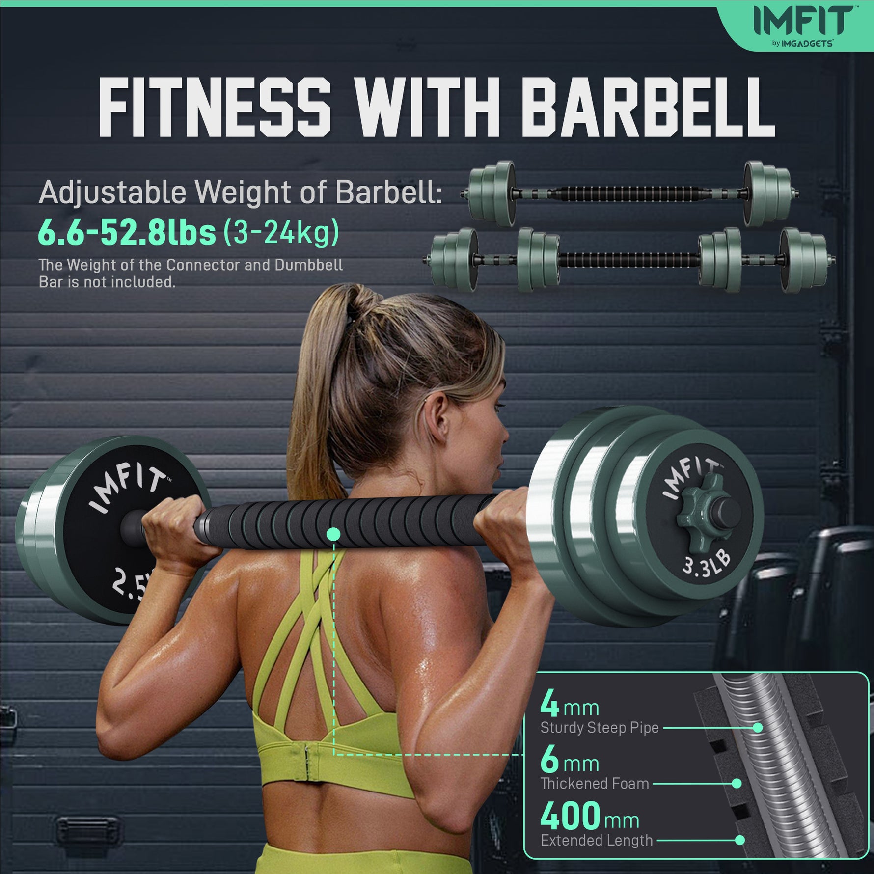 IMFIT AIO Adjustable Dumbbells - 5-in-1 Strength Training Set