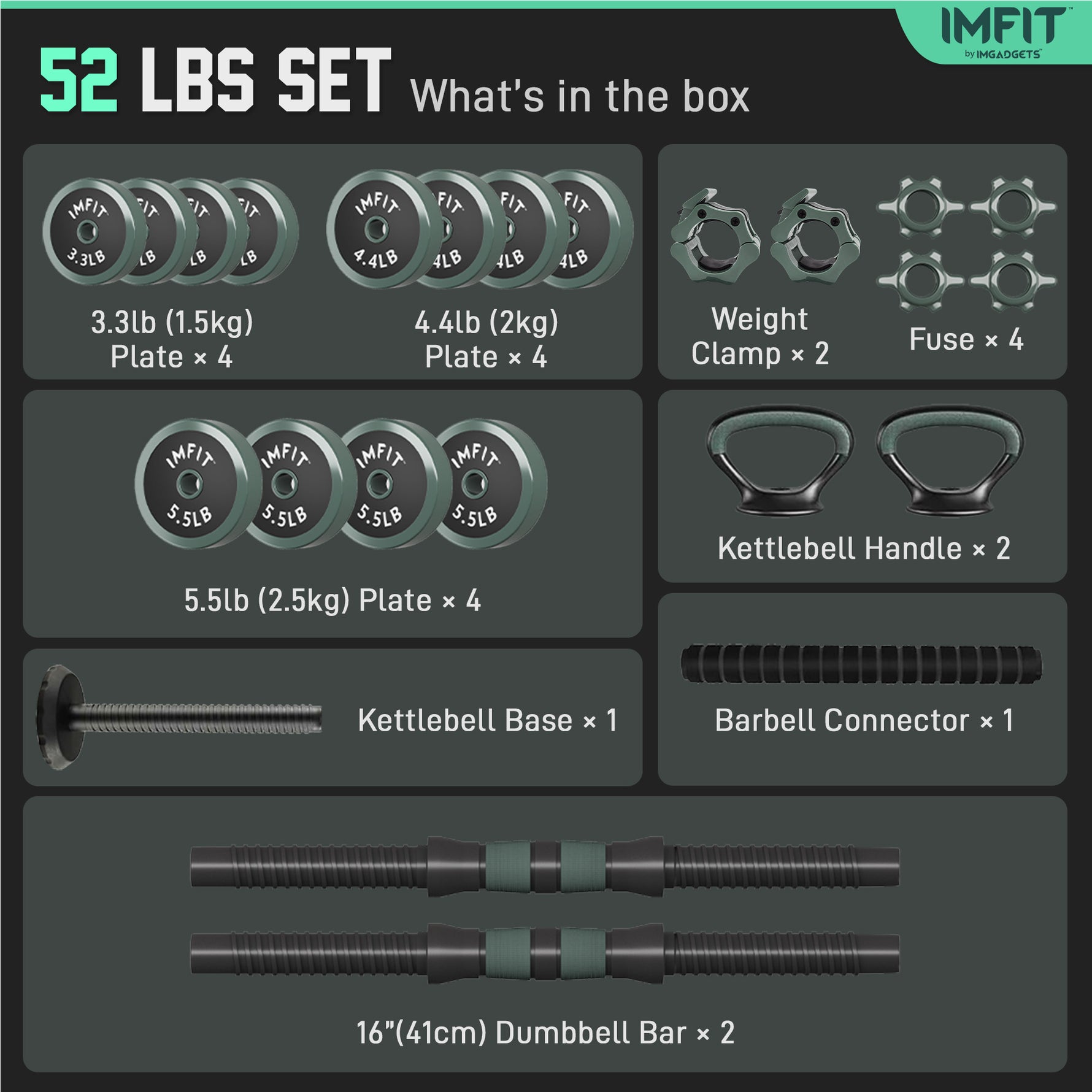 IMFIT AIO Adjustable Dumbbells - 5-in-1 Strength Training Set