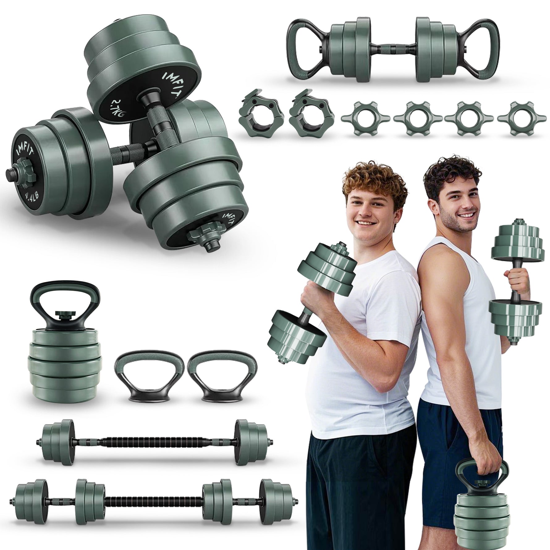 IMFIT AIO Adjustable Dumbbells - 5-in-1 Strength Training Set