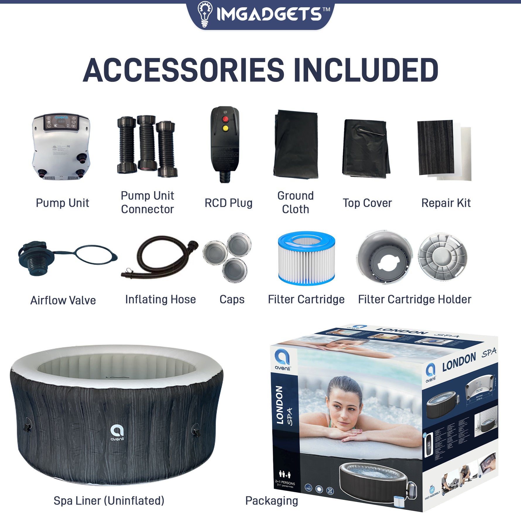 IMHome Avenli London Inflatable Hot Tub - 3 Person