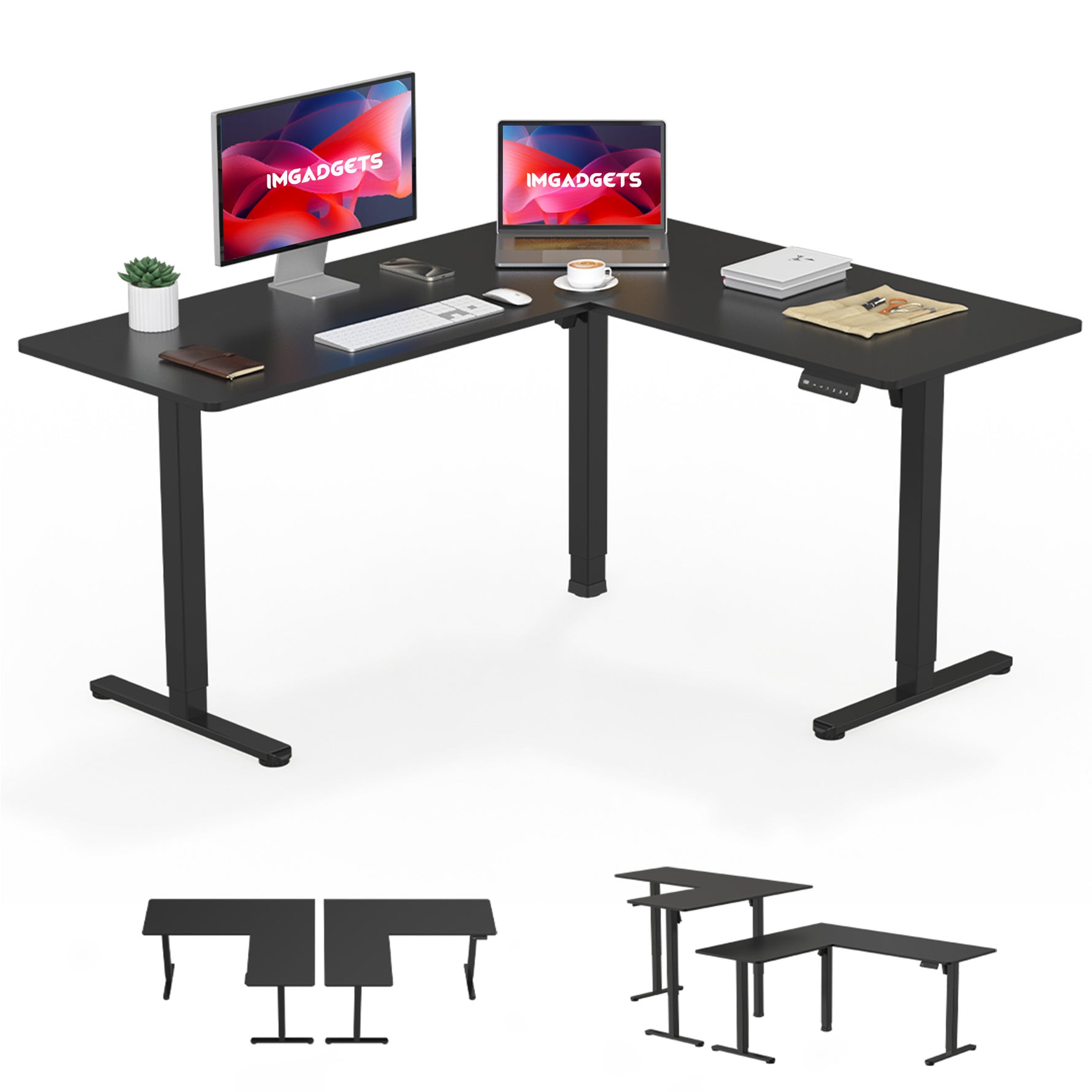 IMHome L-Shaped Adjustable Standing Desk (63" x 55")