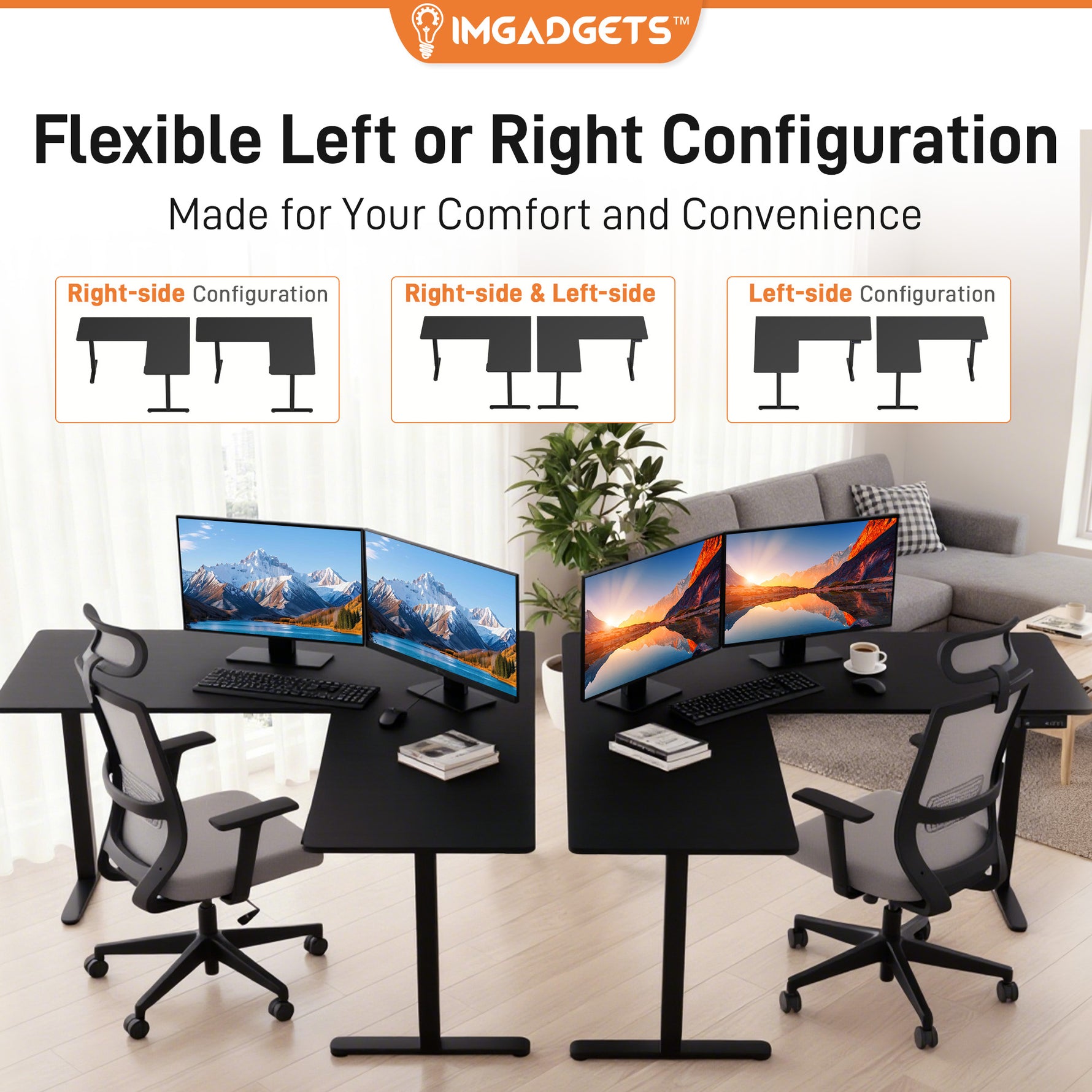 IMHome L-Shaped Adjustable Standing Desk (63" x 55")