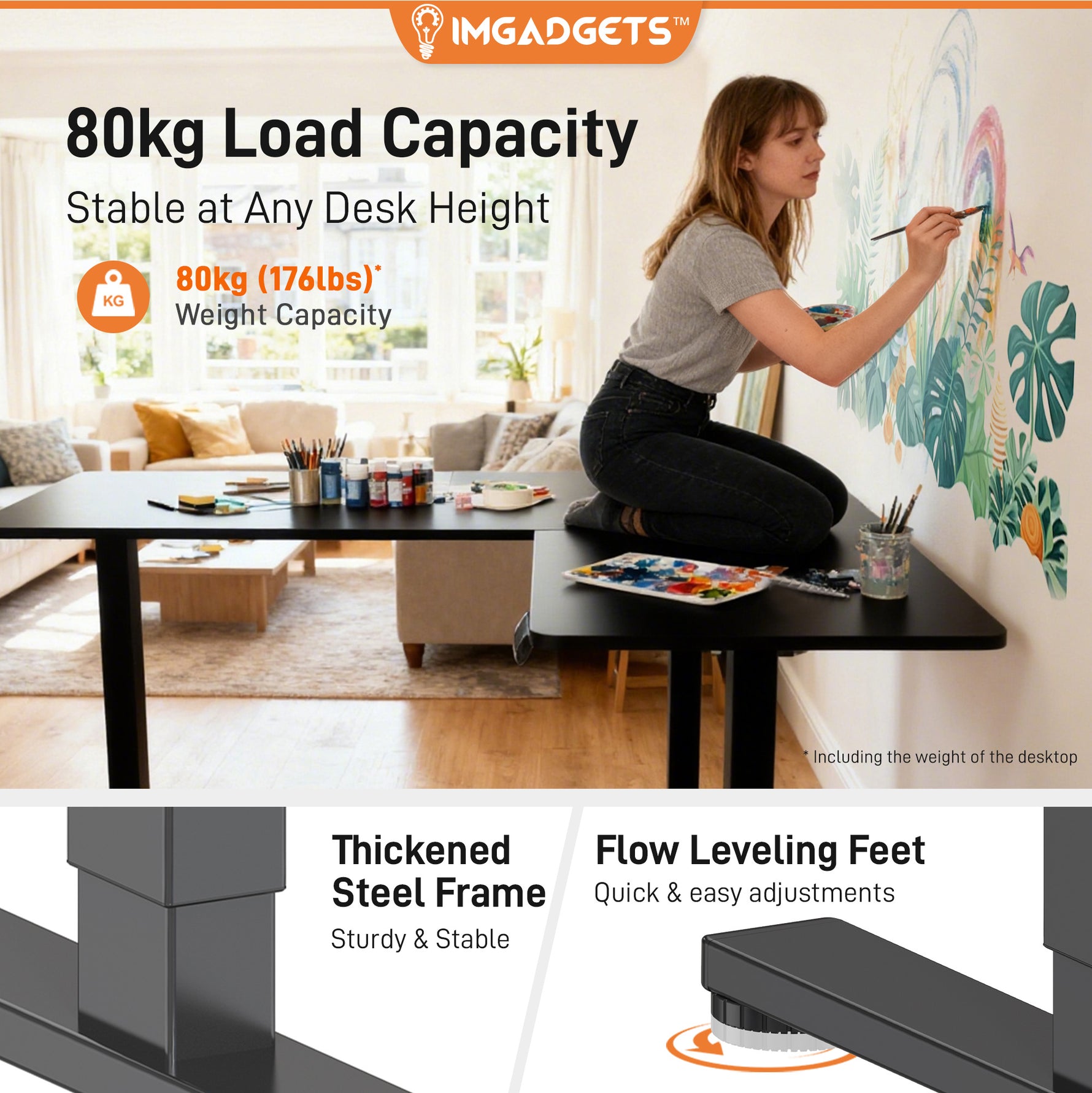 IMHome L-Shaped Adjustable Standing Desk (63" x 55")