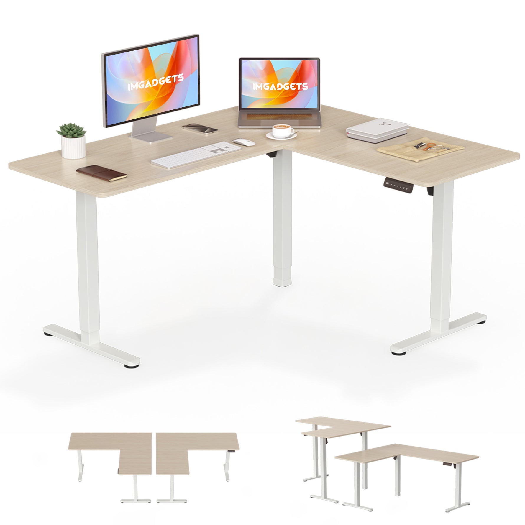 IMHome L-Shaped Adjustable Standing Desk (63" x 55")