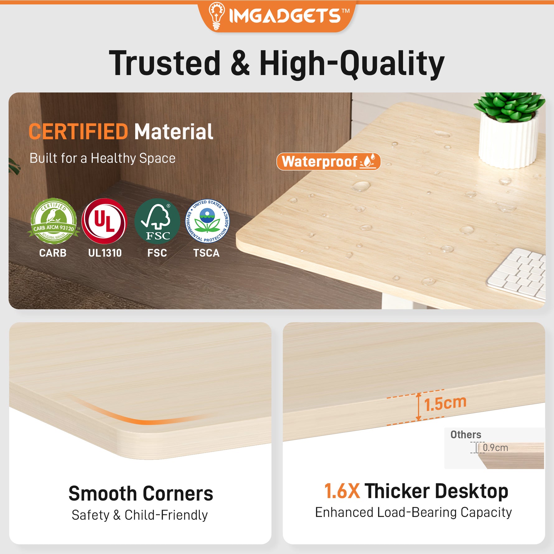 IMHome L-Shaped Adjustable Standing Desk (63" x 55")