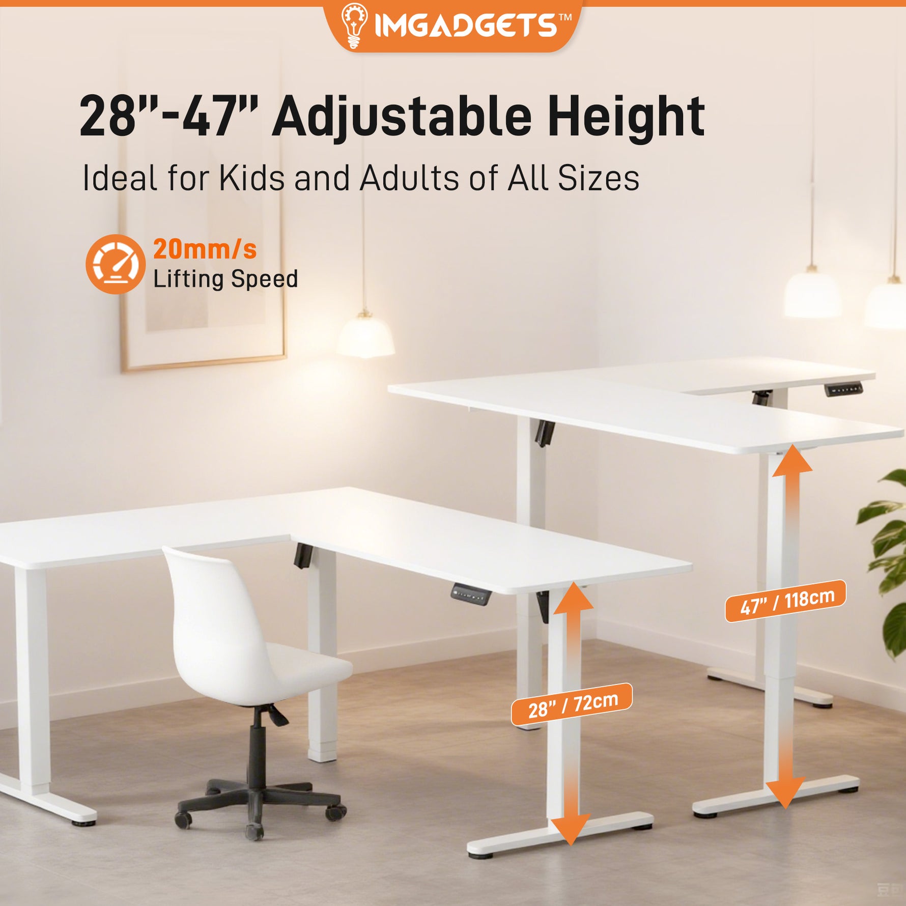 IMHome L-Shaped Adjustable Standing Desk (63" x 55")