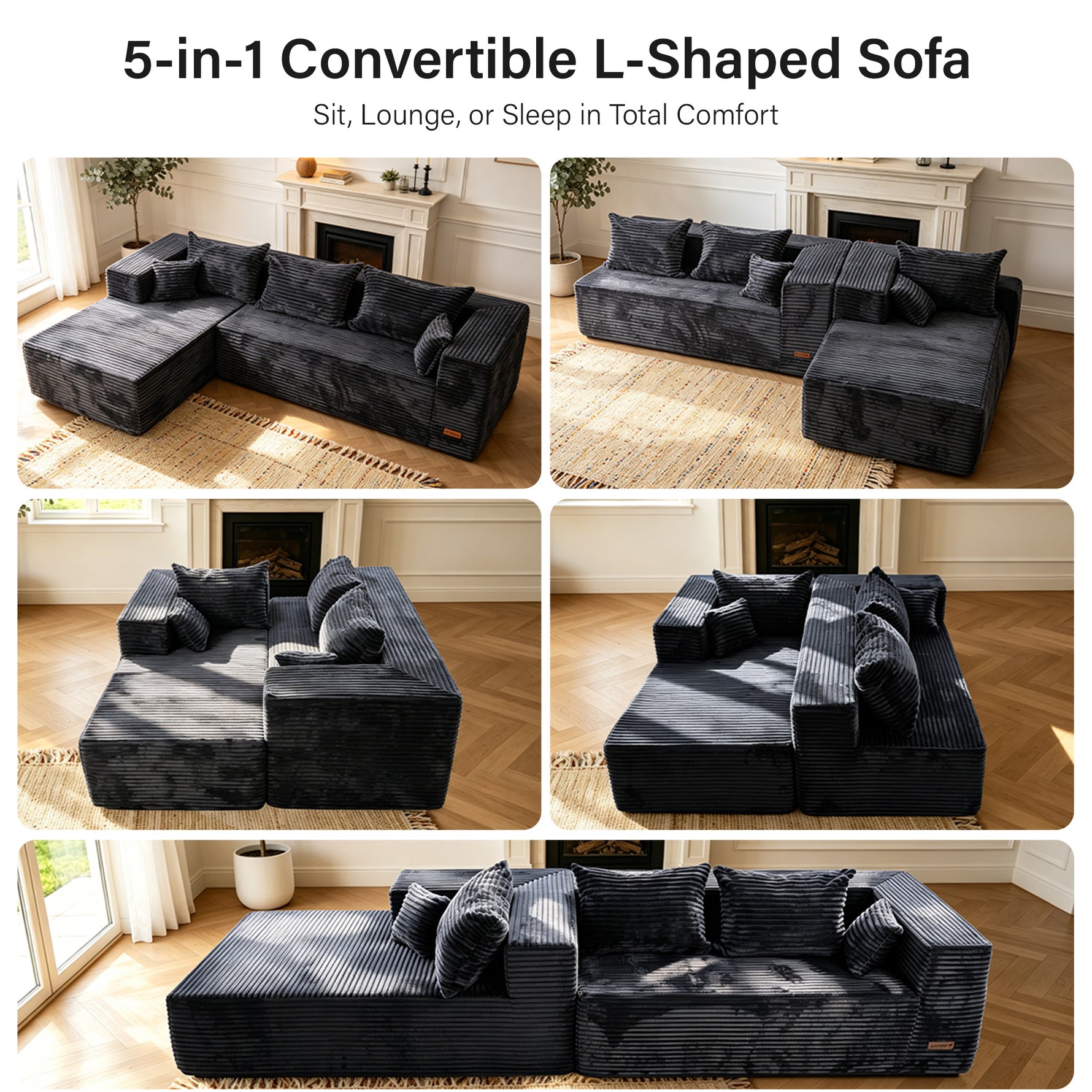 IMHome Boneless L-Shaped Sofa - 5 in 1 Modular Cloud Couch