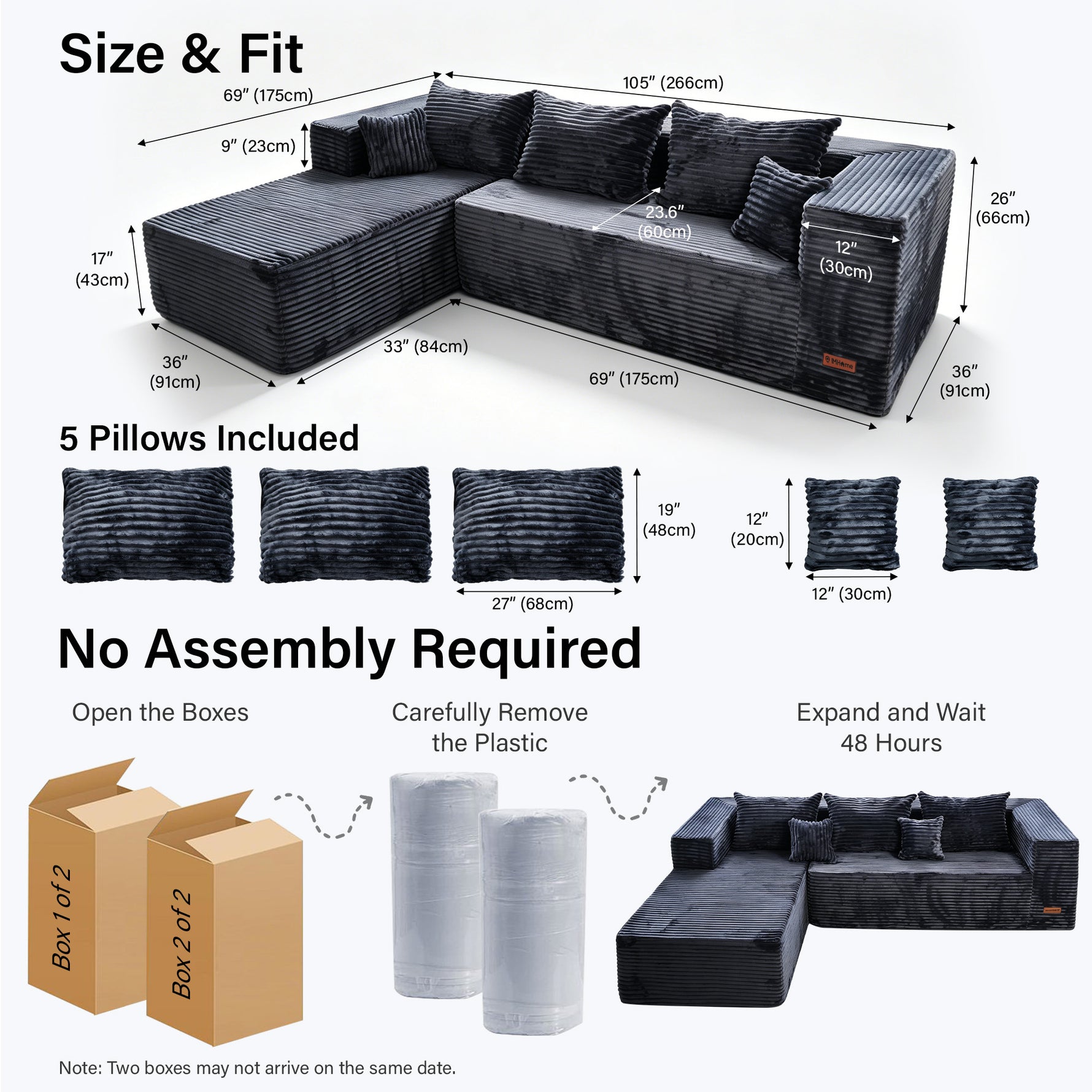 IMHome Boneless L-Shaped Sofa - 5 in 1 Modular Cloud Couch