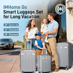 Ensemble de bagages IMGadgets Go (3 pièces) | Polycarbonate ABS léger et résistant | 4 roues doubles multidirectionnelles à 360° | Cadenas homologué TSA | 3 balises GPS intelligentes | Design spacieux | Poignée télescopique en fer 
