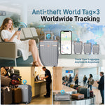 Ensemble de bagages IMGadgets Go (3 pièces) | Polycarbonate ABS léger et résistant | 4 roues doubles multidirectionnelles à 360° | Cadenas homologué TSA | 3 balises GPS intelligentes | Design spacieux | Poignée télescopique en fer 