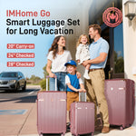 Ensemble de bagages IMGadgets Go (3 pièces) | Polycarbonate ABS léger et résistant | 4 roues doubles multidirectionnelles à 360° | Cadenas homologué TSA | 3 balises GPS intelligentes | Design spacieux | Poignée télescopique en fer 