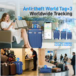 Ensemble de bagages IMGadgets Go (3 pièces) | Polycarbonate ABS léger et résistant | 4 roues doubles multidirectionnelles à 360° | Cadenas homologué TSA | 3 balises GPS intelligentes | Design spacieux | Poignée télescopique en fer 