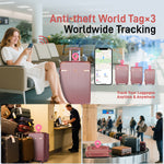 Ensemble de bagages IMGadgets Go (3 pièces) | Polycarbonate ABS léger et résistant | 4 roues doubles multidirectionnelles à 360° | Cadenas homologué TSA | 3 balises GPS intelligentes | Design spacieux | Poignée télescopique en fer 
