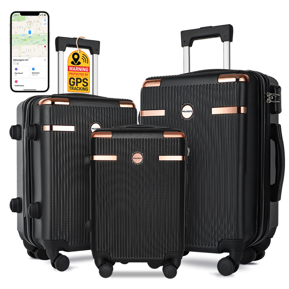 (Pre-Order) IMGadgets Go Luggage Set (3 pc) | Lightweight & Durable ABS Polycarbonate | 360° 4x Dual Spinner Wheels | TSA-Approved Lock | 3 GPS World Smart Tags | Spacious Design | Retractable Iron Handle