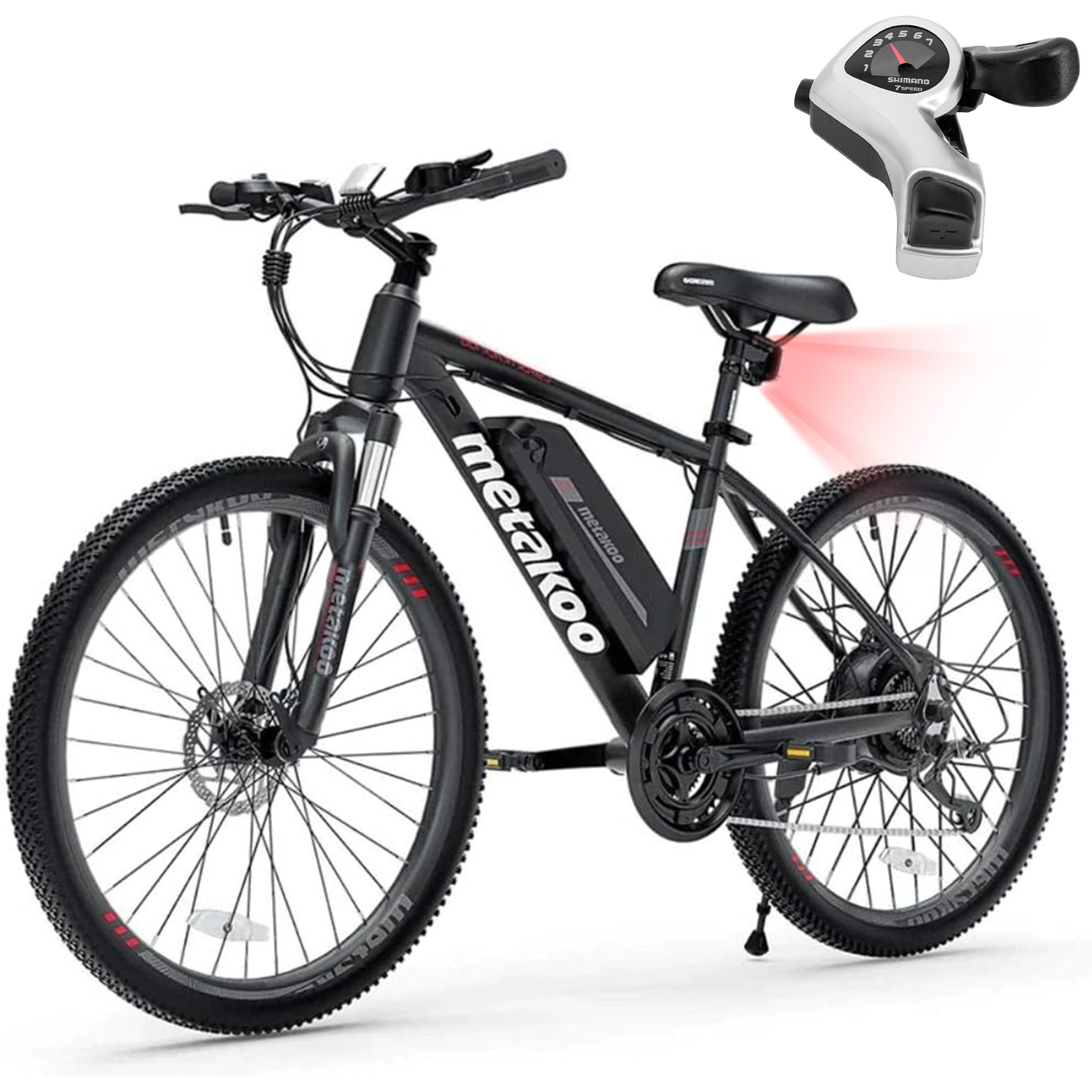 METAKOO Cybertrack 100 Electric Mountain Bike - 91KM PAS Range, 26” Tires