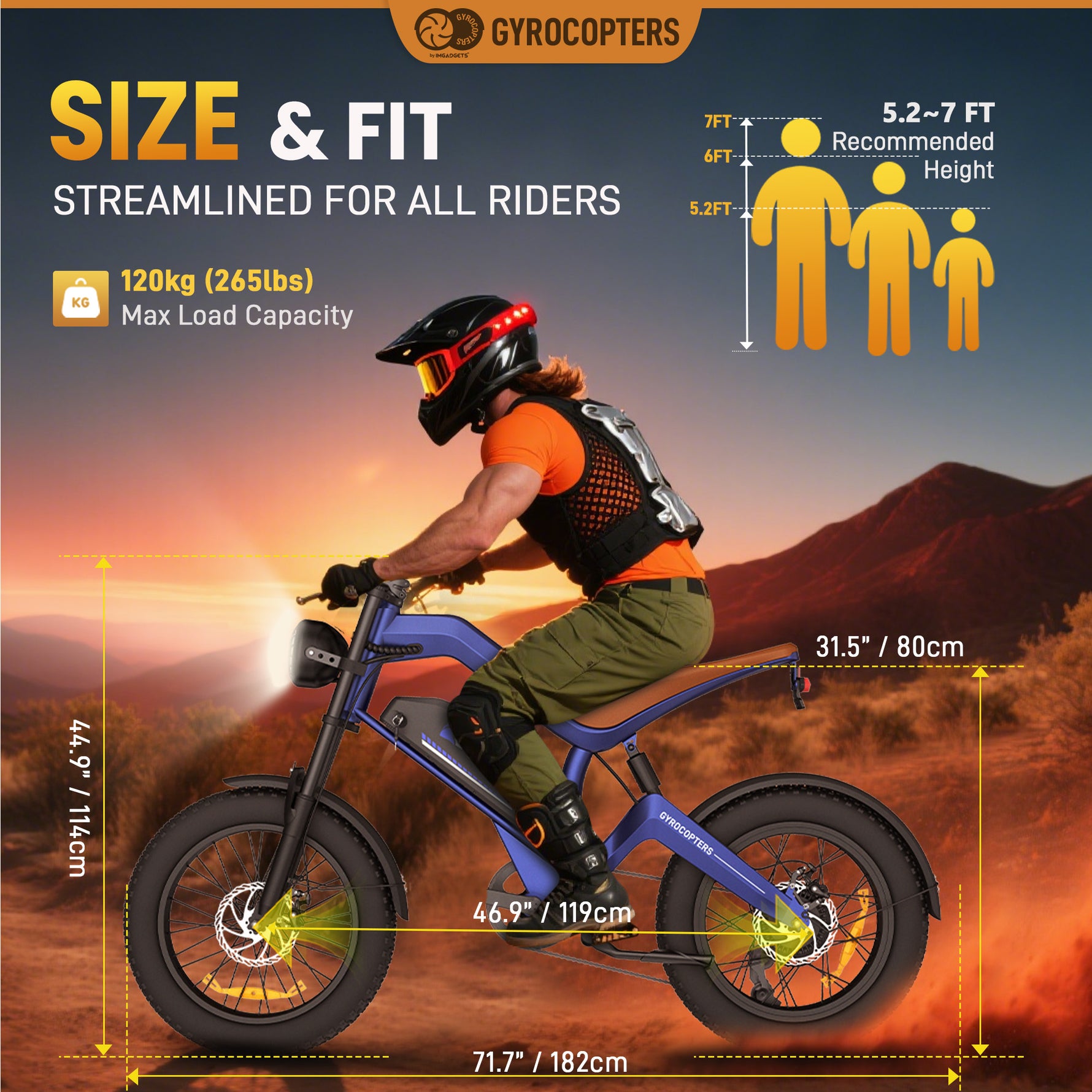 Gyrocopters Ocean Mountain E-Bike - 115km PAS Range