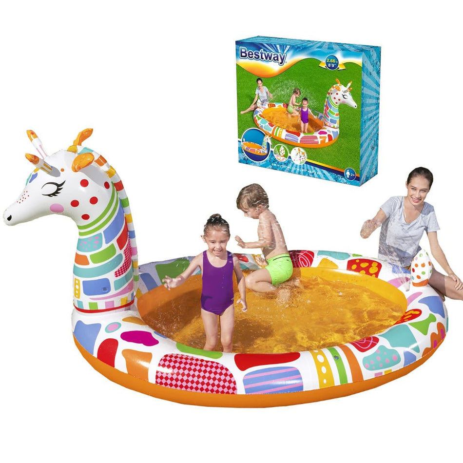 H2OGO! Groovy Giraffe Inflatable Play Pool for Kids | Inflatable Kiddie Pool with Sprayer | Baby Swimming Pool | Garden and Backyard Pool| 8.7ft x 5.1ft x 4.1ft