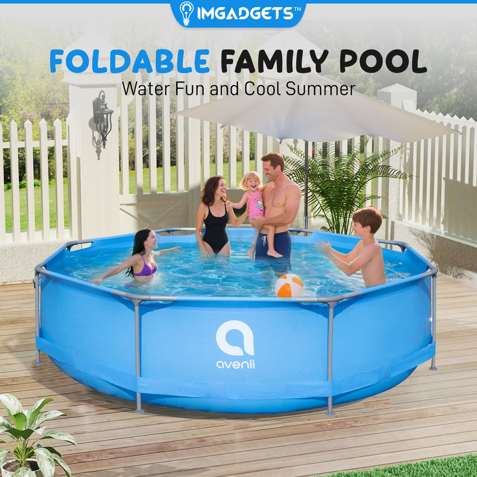 Avenli Deep Metal Frame Above Ground Swimming Pool Family Swimming Pool | Summer Pool for Kids & Adults | Backyard Pool | 11.9ft x 2.5ft