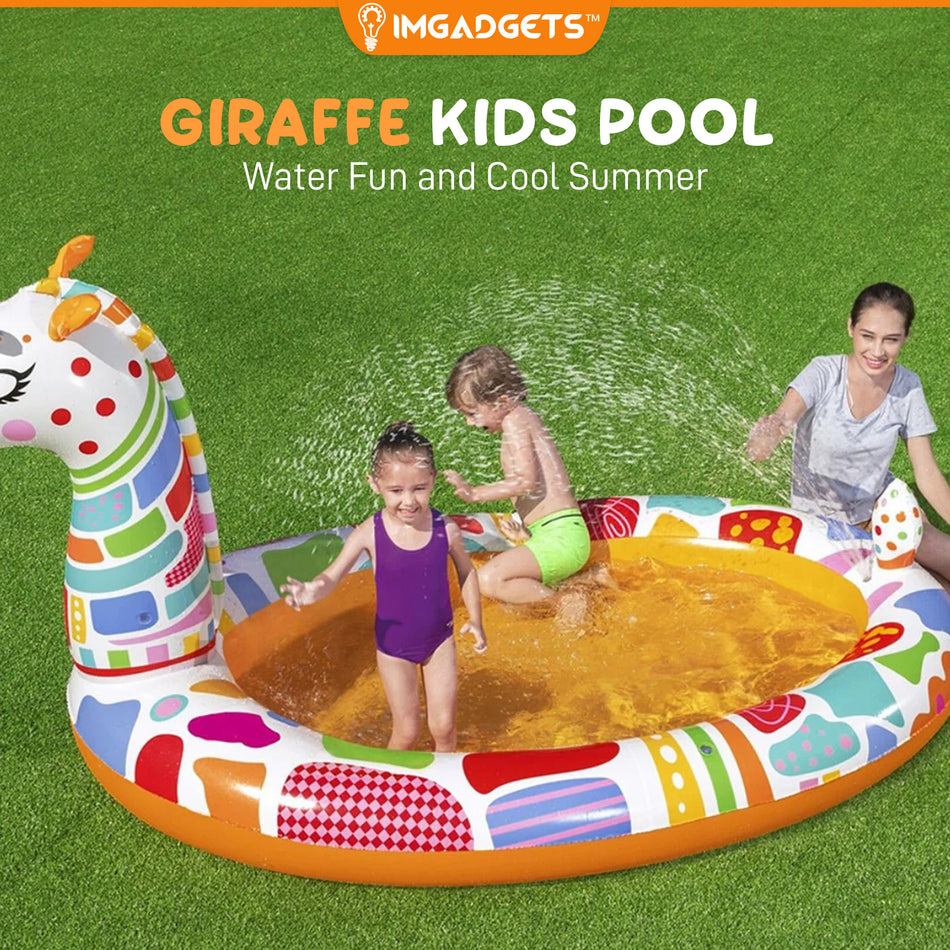 H2OGO! Groovy Giraffe Inflatable Play Pool for Kids | Inflatable Kiddie Pool with Sprayer | Baby Swimming Pool | Garden and Backyard Pool| 8.7ft x 5.1ft x 4.1ft