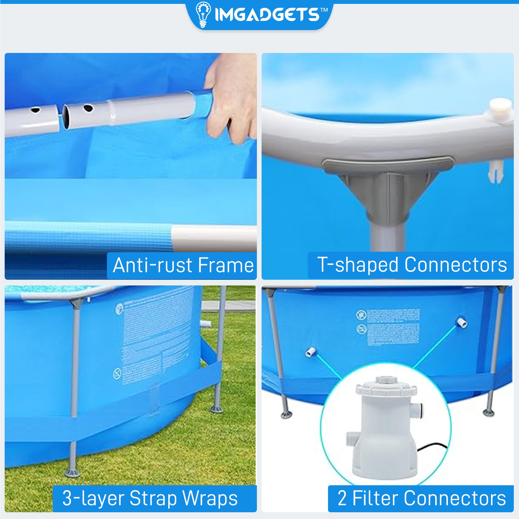 Piscine hors-sol familiale Avenli Deep avec structure métallique | Piscine d'été pour enfants et adultes | Piscine de jardin | 3,6 m x 0,76 m