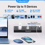 IMHOME Desk Clamp Power Strip - 11-Port Smart Hub
