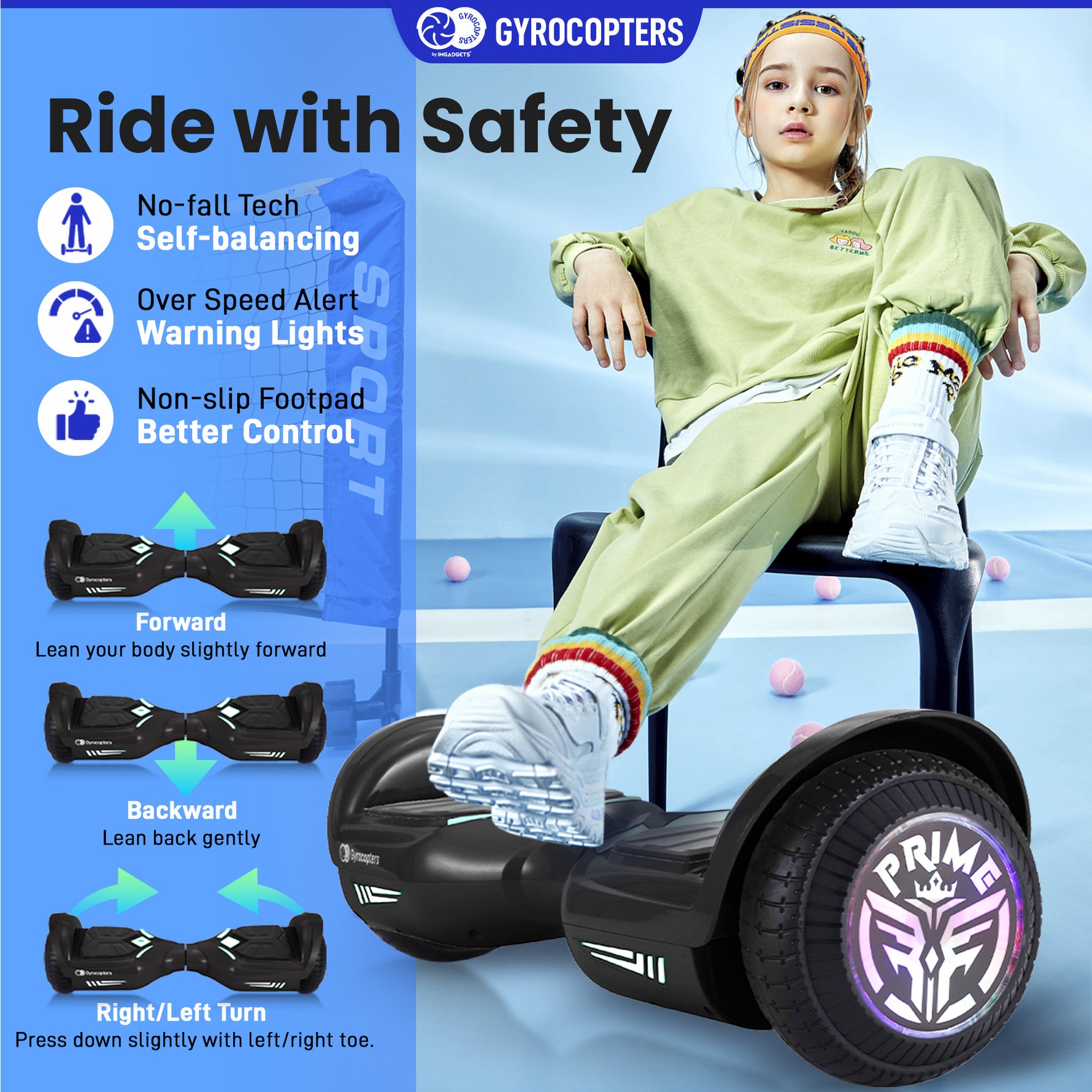 Gyrocopters Prime All-Terrain Hoverboard - UL 2272 Certified